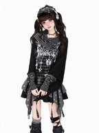 Gothic Stripe Layered Long Sleeve T Shirt oliviroa オリヴィオラ