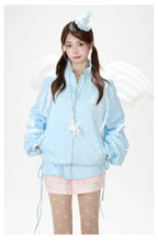 Star Print Zip Up Hoodie OL2375