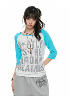 Contrast Raglan Graphic T-Shirt OL2379