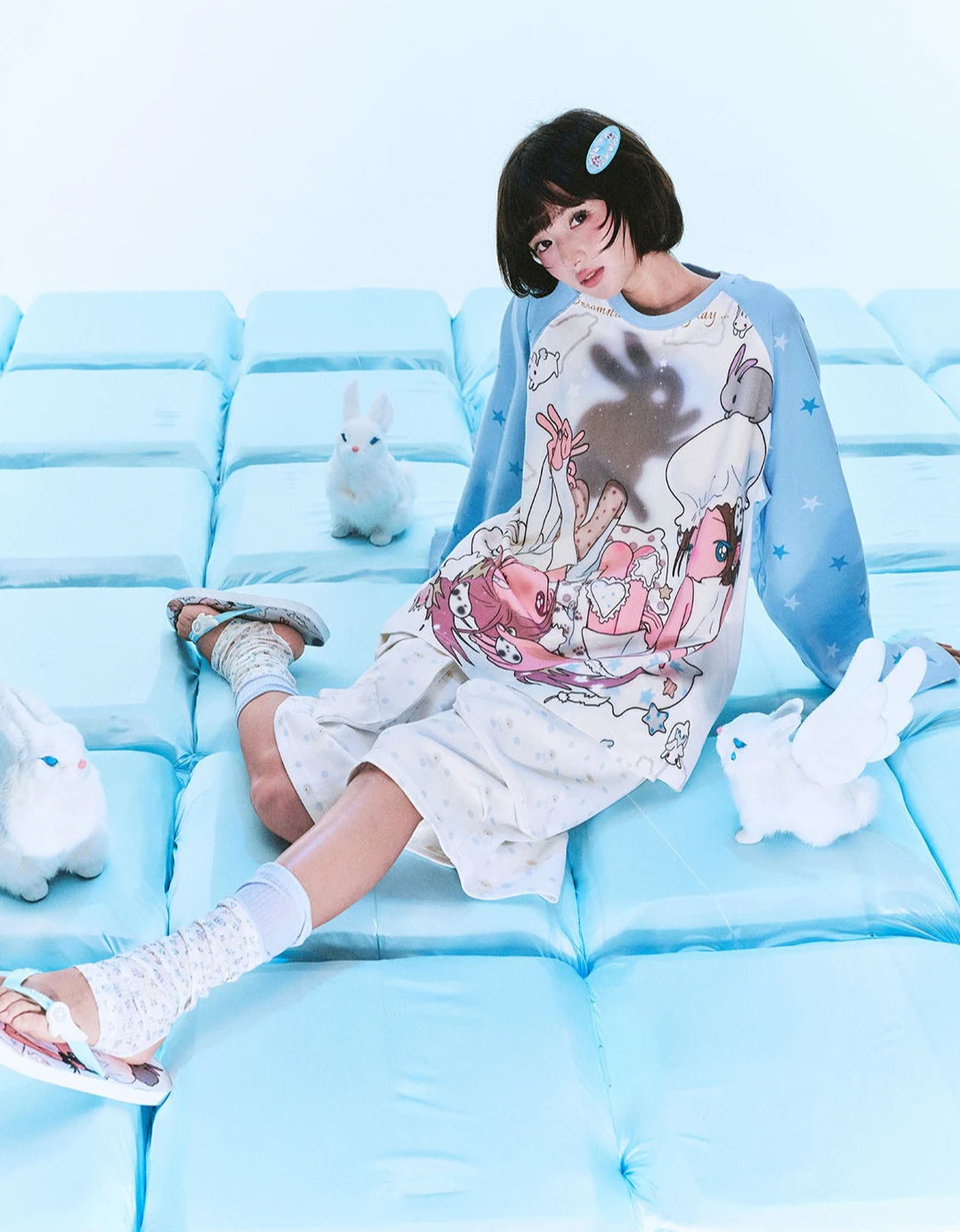 Bunny Shadow Raglan Long Sleeve Tee OL2404