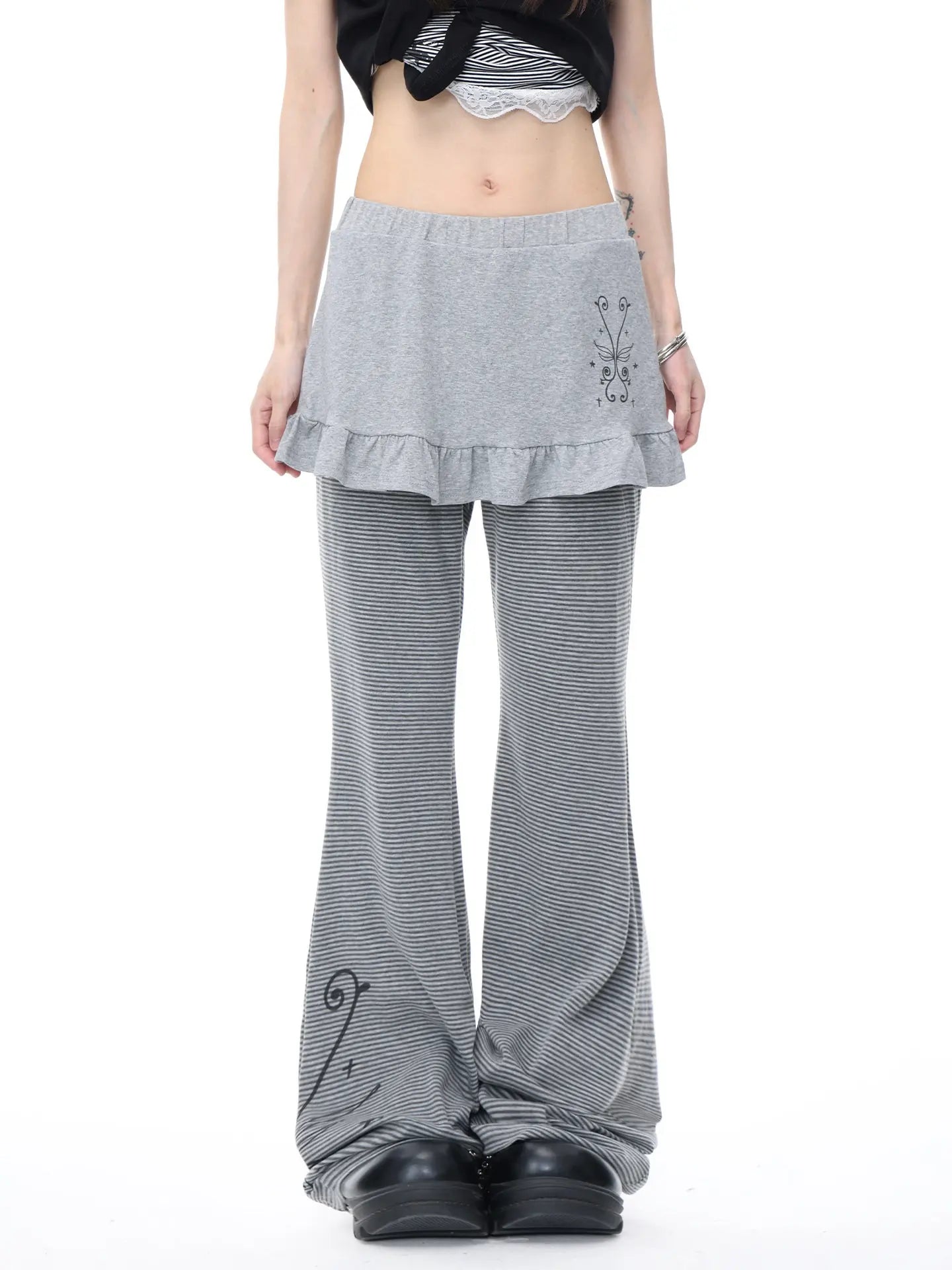 Layered Stripe Flare Pants OL2407