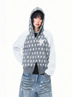 Star Embroidered Stripe Cropped Hoodie OL2384