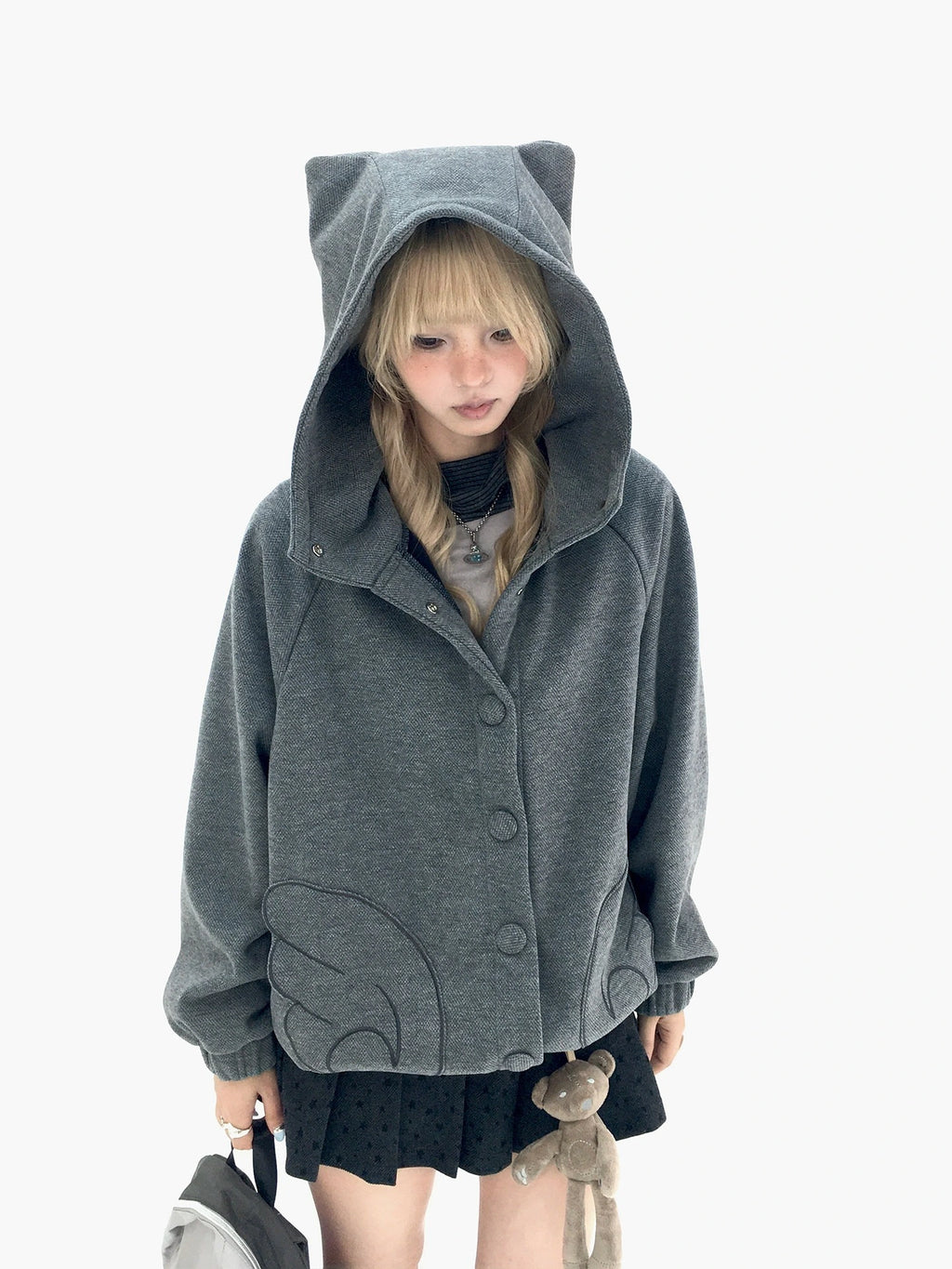 Cat Ear Wing Pocket Hooded Jacket OL2483