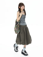 Studded Rhinestone Tie Bubble Skirt OL2410