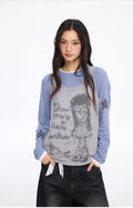 Star Graphic Layered Long Sleeve Set oliviroa オリヴィオラ