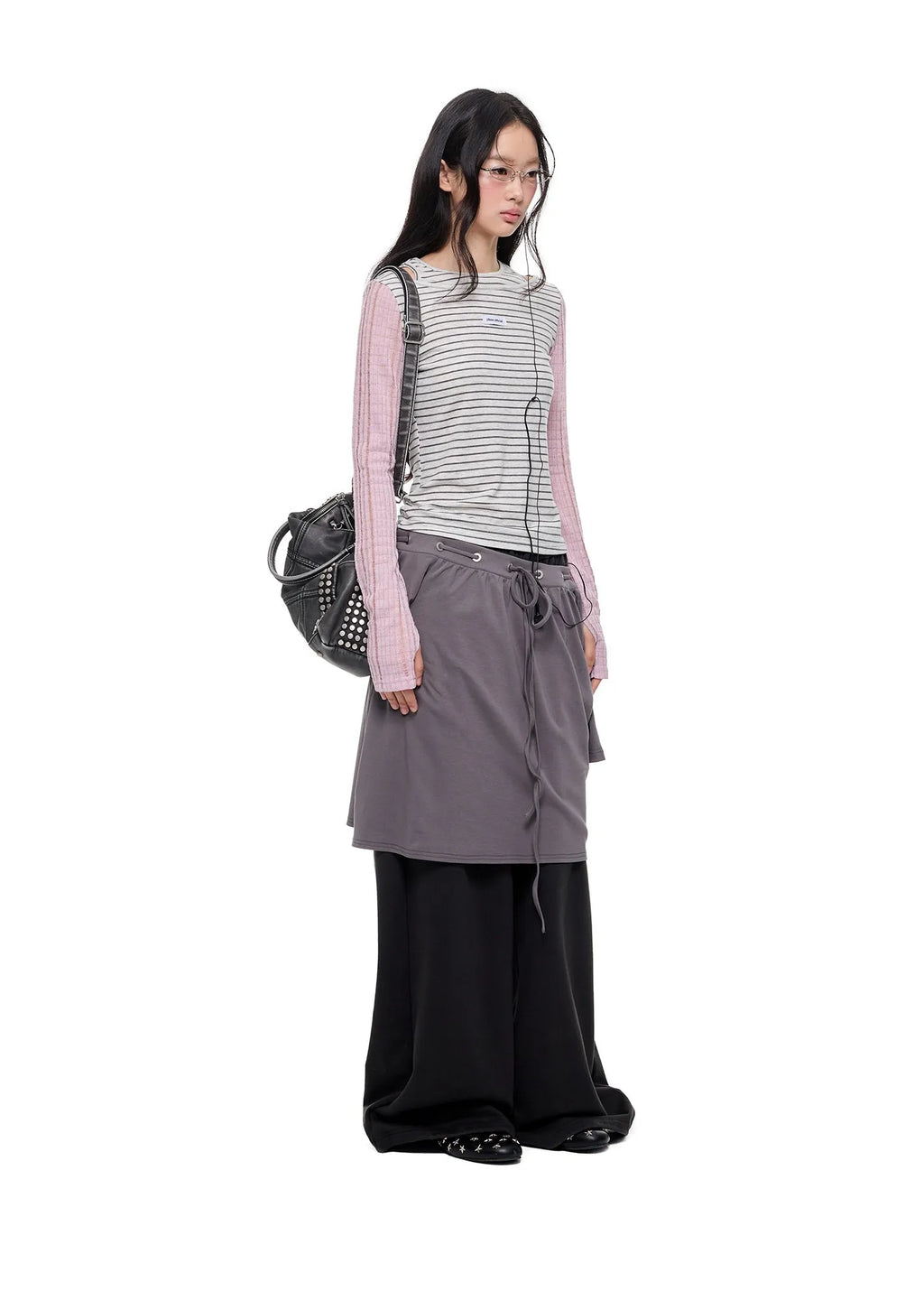 Contrast Stripe Cutout Shoulder T Shirt OL2380
