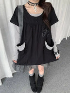 Polka Dot Layered Mesh Hem Dress OL2386