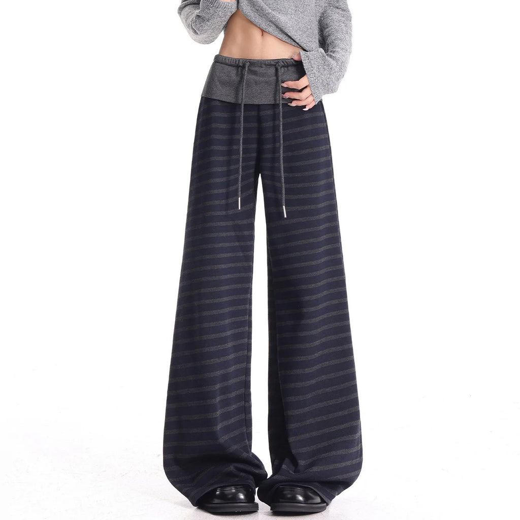 Black Stripe Wide Leg Pants OL2338