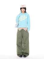 Swirl Patch Cropped Zip Hoodie OL2422