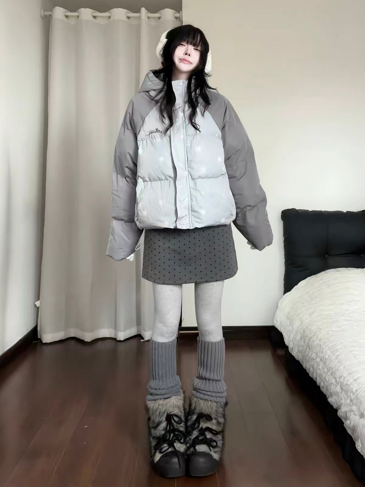 Colorblock Star Puffer Jacket   OL2027