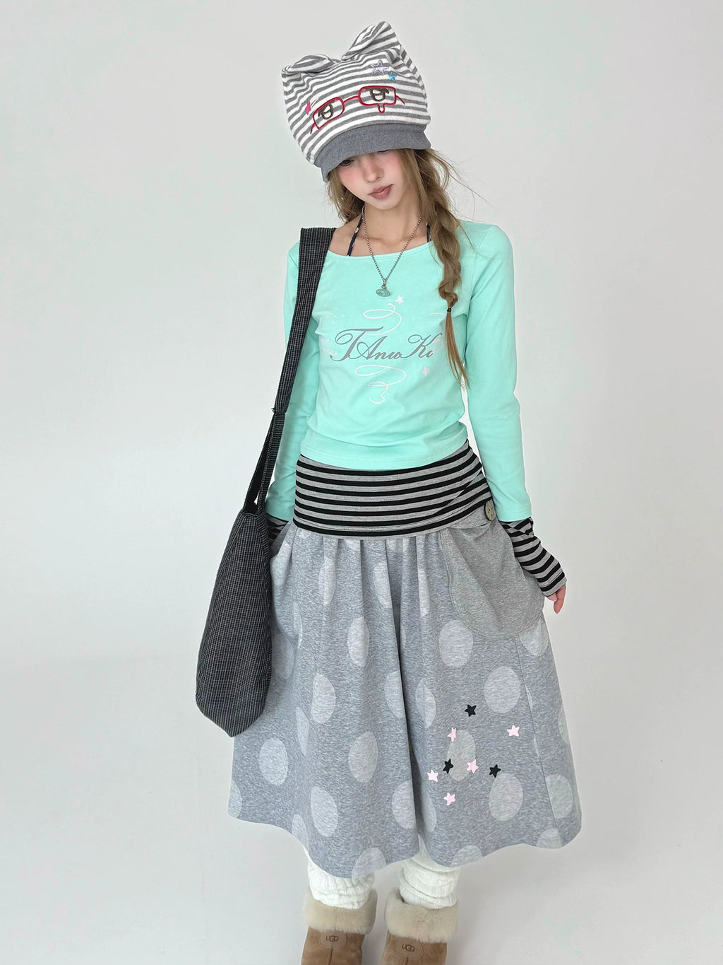 Polka Dot Pocket Midi Skirt OL2478 oliviroa オリヴィオラ