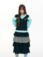 Polka Dot Layered Hooded Top OL2463 oliviroa オリヴィオラ