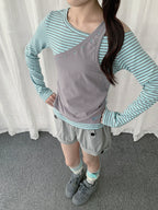 Asymmetric Layered Stripe Top OL2450 oliviroa オリヴィオラ