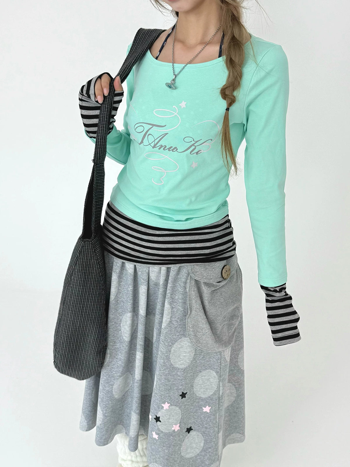 Polka Dot Pocket Midi Skirt OL2478 oliviroa オリヴィオラ