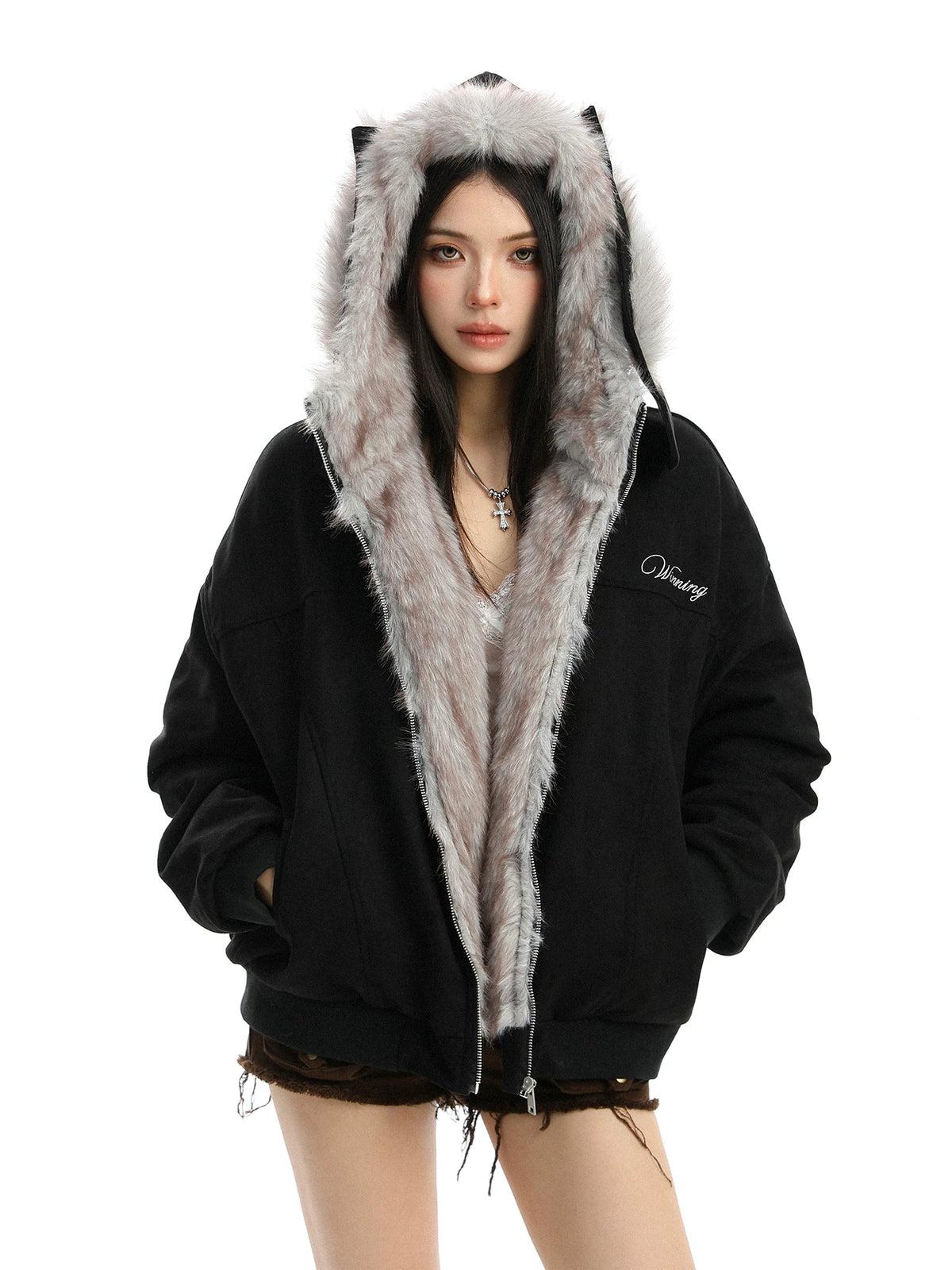 Detachable Bunny Ear Hooded Padded Jacket OL2473 oliviroa オリヴィオラ