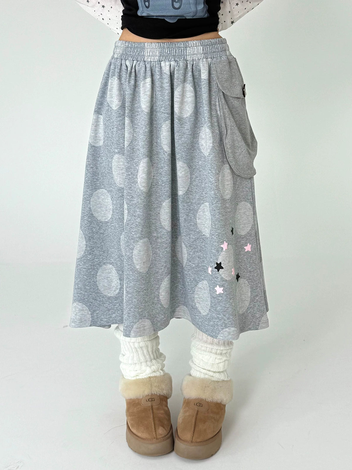 Polka Dot Pocket Midi Skirt OL2478 oliviroa オリヴィオラ