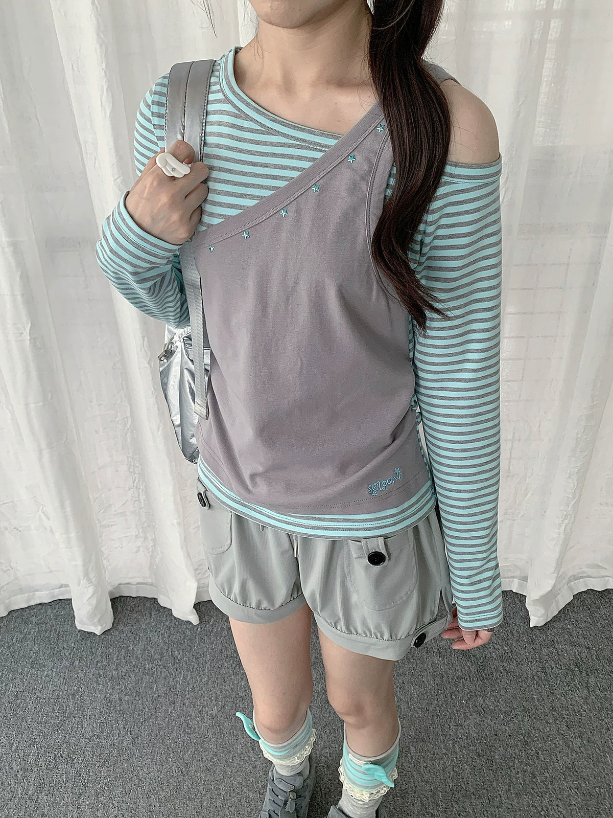 Asymmetric Layered Stripe Top OL2450 oliviroa オリヴィオラ