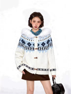 Fair Isle Toggle Hooded Knit Cardigan OL2472 oliviroa オリヴィオラ
