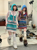Bow Stripe Knit Mini Dress OL2453 oliviroa オリヴィオラ