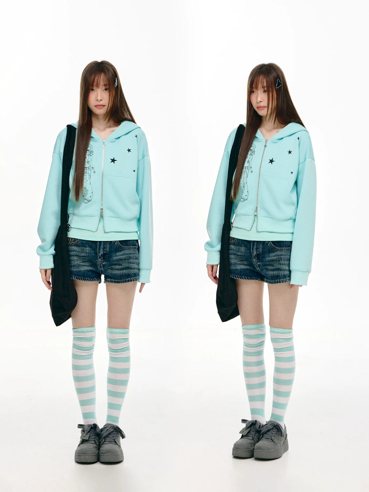 Anime Girl Star Cropped Zip Hoodie OL2468 oliviroa オリヴィオラ