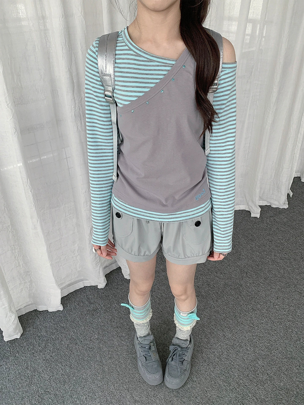 Asymmetric Layered Stripe Top OL2450 oliviroa オリヴィオラ