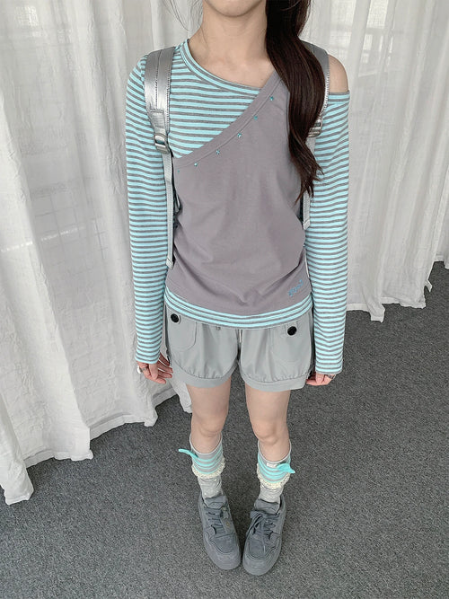Asymmetric Layered Stripe Top OL2450 oliviroa オリヴィオラ