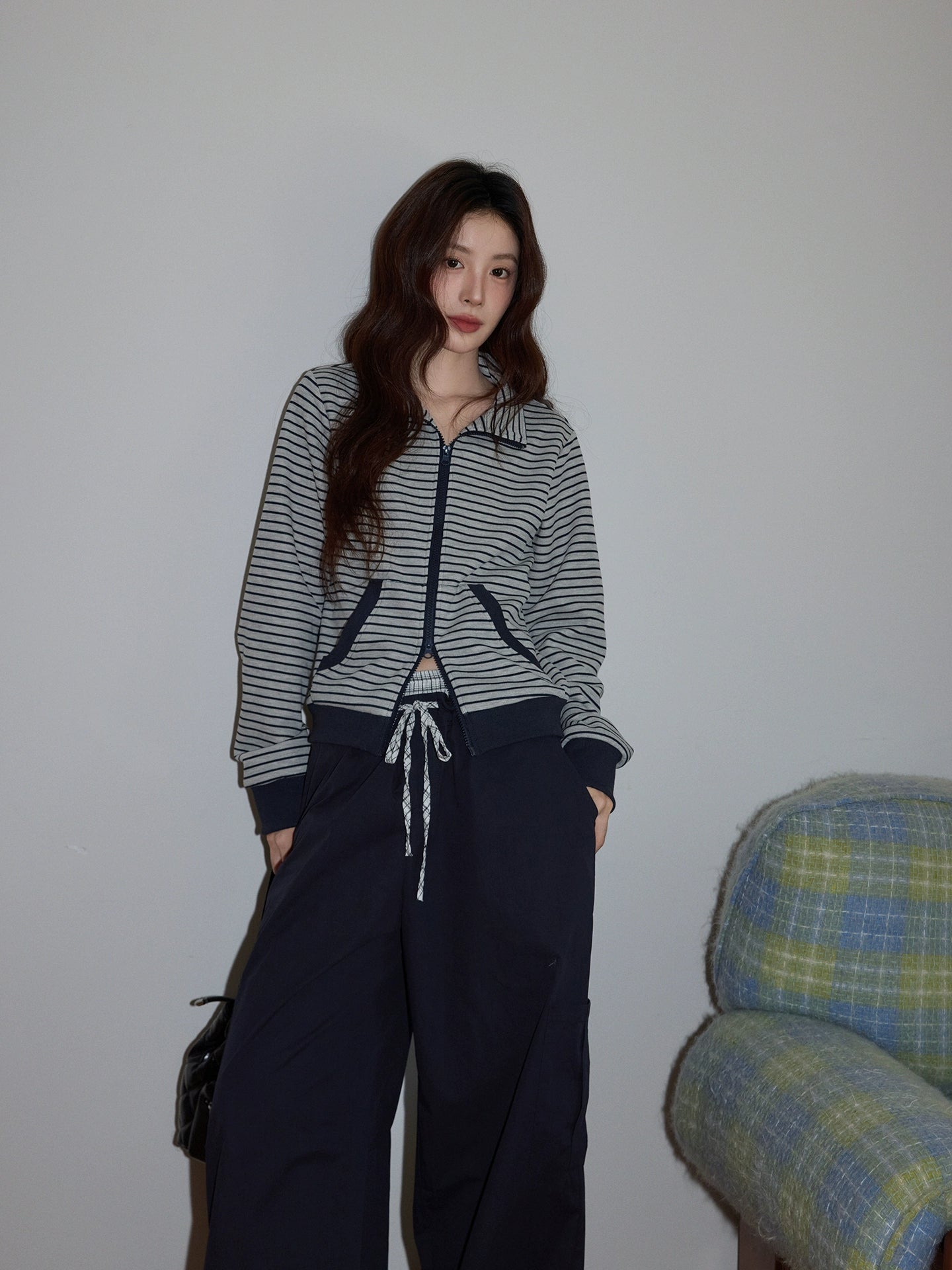 Casual Gray Zip-Up Jacket OL1823