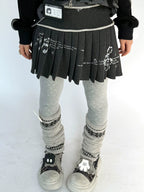 Music Note Rolled Waist Pleated Skirt OL2481 oliviroa オリヴィオラ