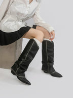 Distressed Pointed Toe Slouch Boots OLA066 oliviroa オリヴィオラ