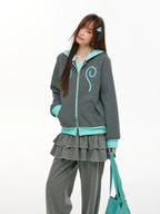 Contrast Stripe Double Zip Hoodie OL2465 oliviroa オリヴィオラ