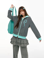 Contrast Stripe Double Zip Hoodie OL2465 oliviroa オリヴィオラ
