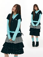 Polka Dot Layered Hooded Top OL2463 oliviroa オリヴィオラ