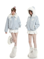Star Patch Fur Collar Hooded Padded Jacket OL2475 oliviroa オリヴィオラ