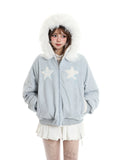 Star Patch Fur Collar Hooded Padded Jacket OL2475 oliviroa オリヴィオラ