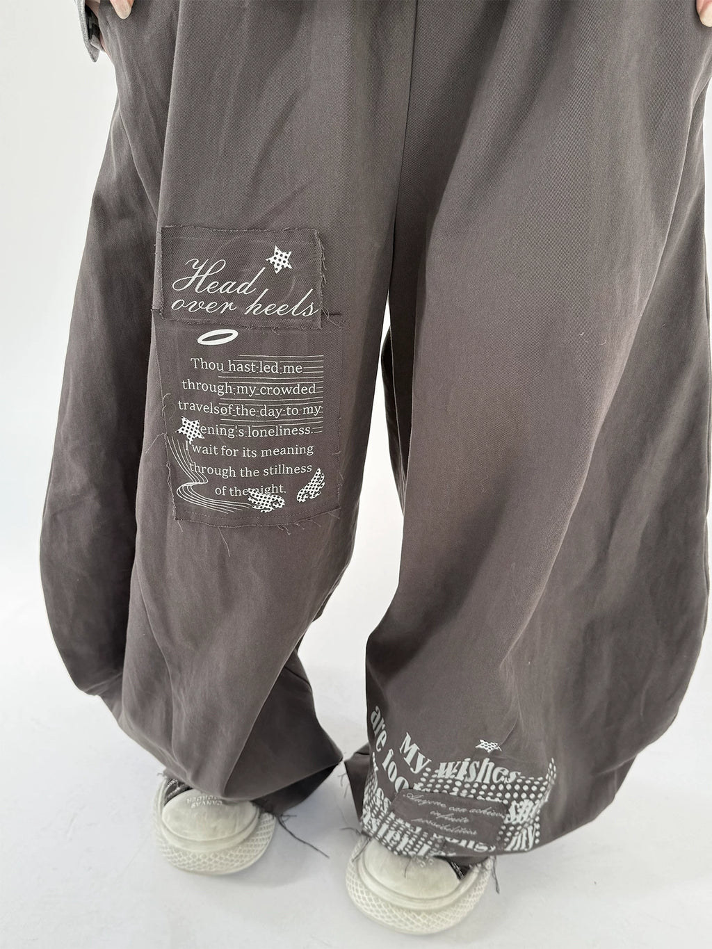 Letter Print Curved Leg Pants OL2479 oliviroa オリヴィオラ