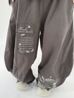 Letter Print Curved Leg Pants OL2479 oliviroa オリヴィオラ