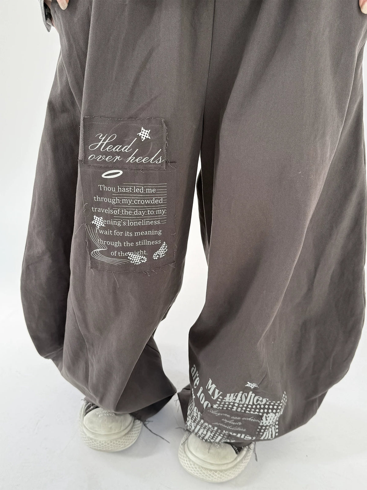Letter Print Curved Leg Pants OL2479 oliviroa オリヴィオラ