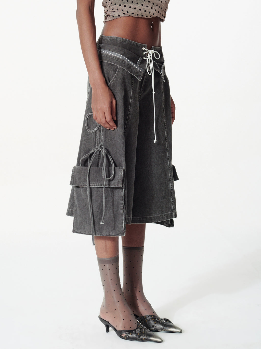 double waist strap shorts