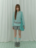 Horn Hood Striped Zip Hoodie OL2467 oliviroa オリヴィオラ