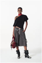 double waist strap shorts