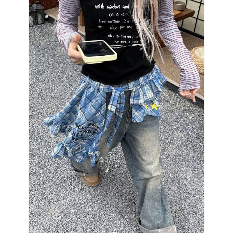 アシンメトリーチェックのミニスカート