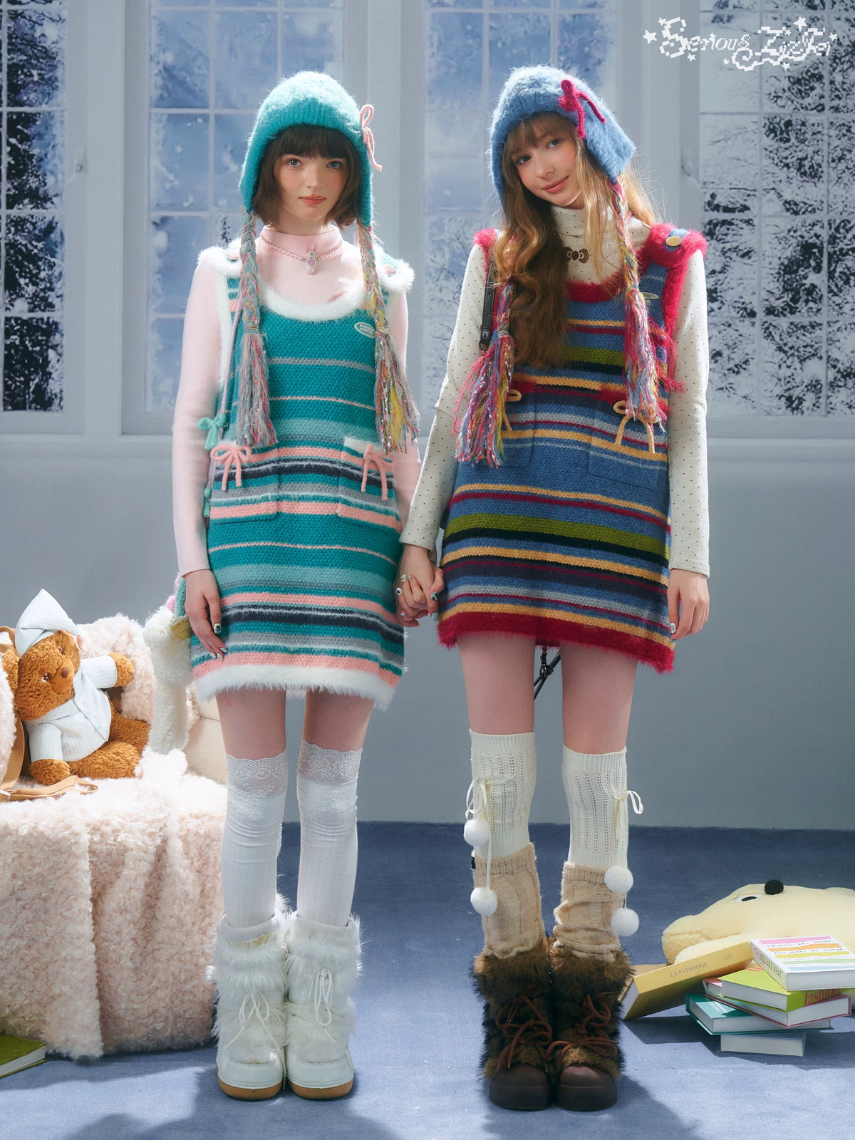 Bow Stripe Knit Mini Dress OL2453 oliviroa オリヴィオラ
