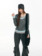 Asymmetric Zip Layered Top OL2466 oliviroa オリヴィオラ