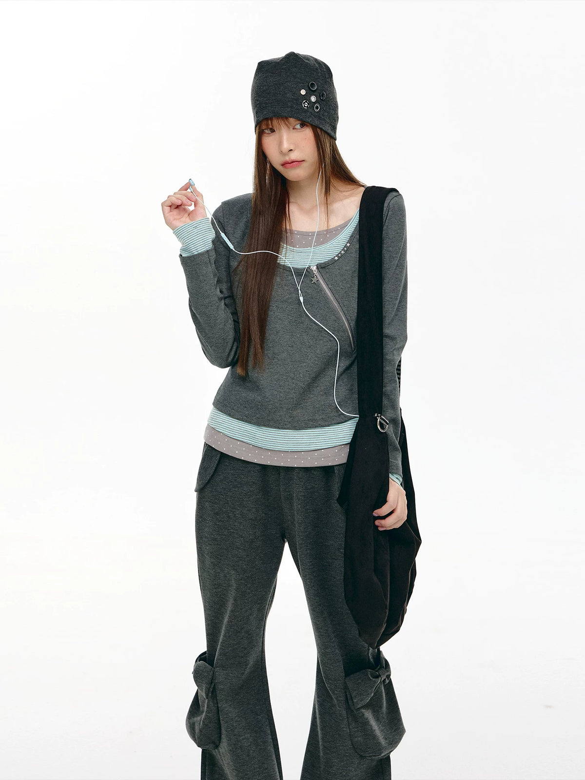 Asymmetric Zip Layered Top OL2466 oliviroa オリヴィオラ