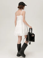 Bow Eyelet Tiered Cami Dress OL2471 oliviroa オリヴィオラ