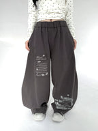 Letter Print Curved Leg Pants OL2479 oliviroa オリヴィオラ