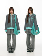 Contrast Stripe Double Zip Hoodie OL2465 oliviroa オリヴィオラ