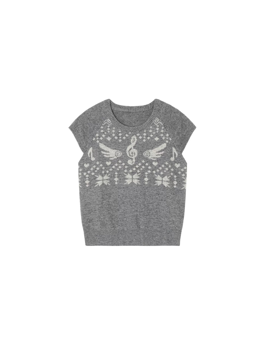 Fair Isle Short Sleeve Knit Top OL2462 oliviroa オリヴィオラ