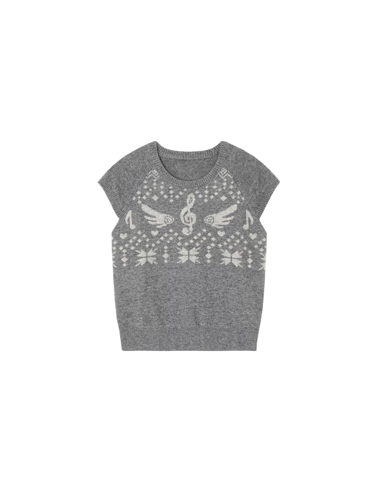 Fair Isle Short Sleeve Knit Top OL2462 oliviroa オリヴィオラ