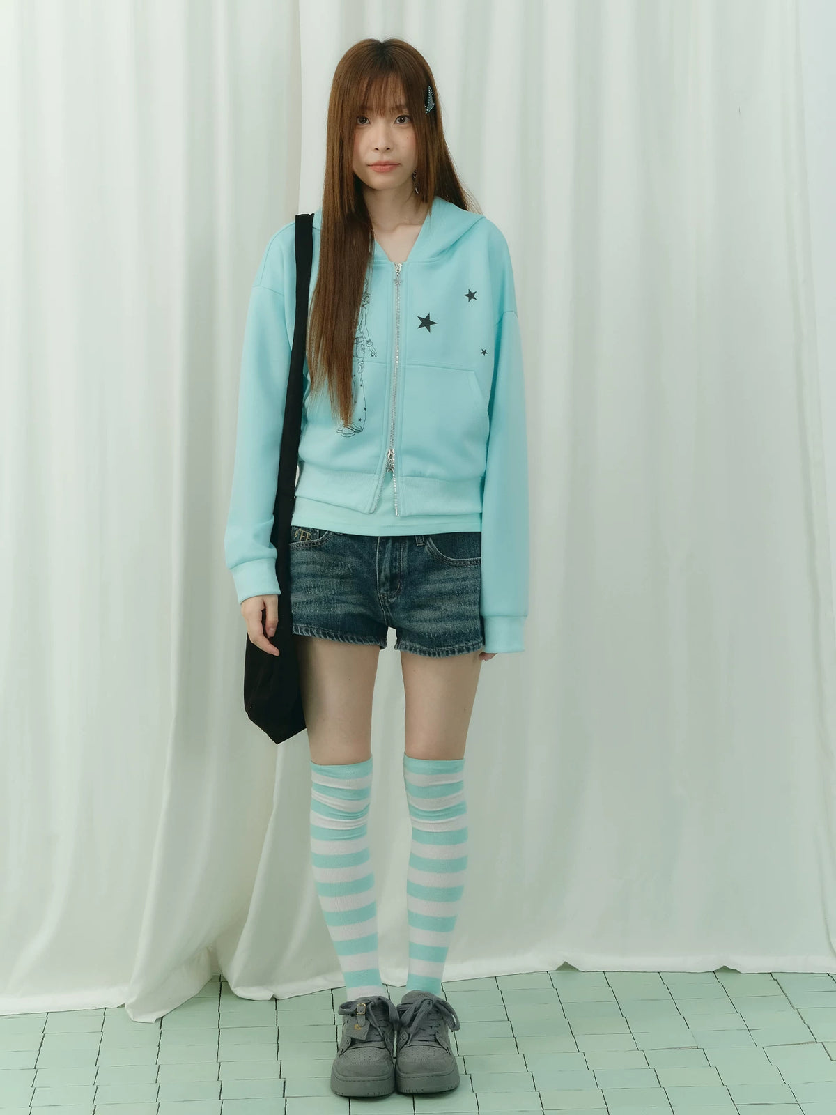 Anime Girl Star Cropped Zip Hoodie OL2468 oliviroa オリヴィオラ